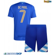 Maglie da calcio Argentina Rodrigo De Paul #7 Seconda Maglia Bambino Copa America 2024 Manica Corta (+ Pantaloni corti)